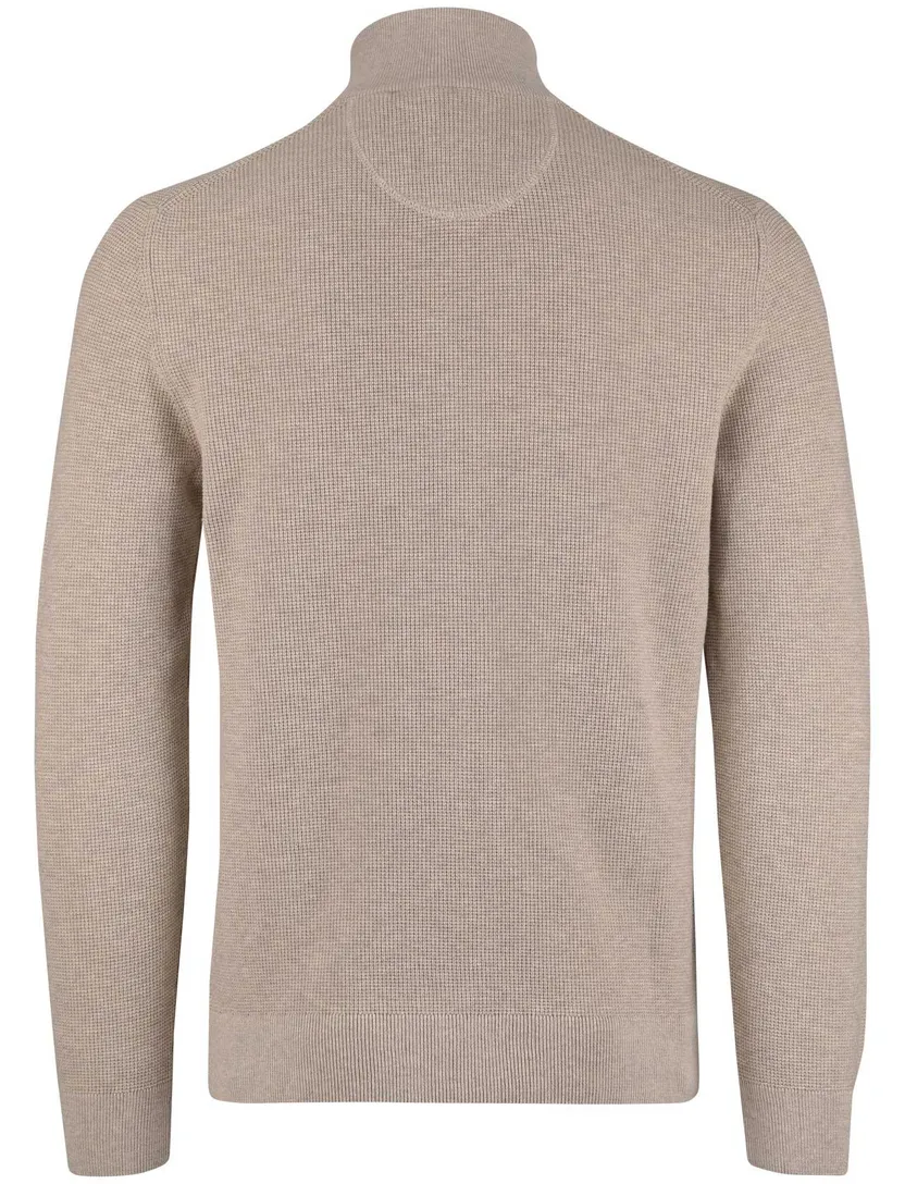 Beige structuur vest Gant met rits en boordstreep