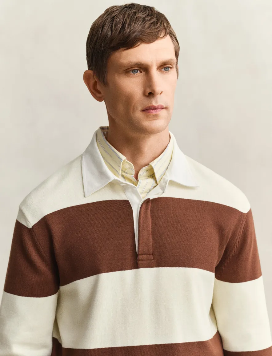 Gant trui rugby kraag creme katoen