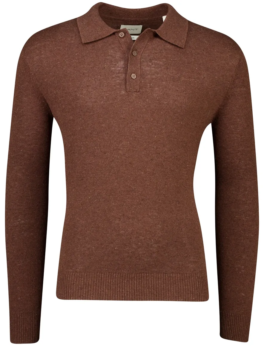 Poloshirt Gant Regular Fit bruin gemêleerd wijde fit