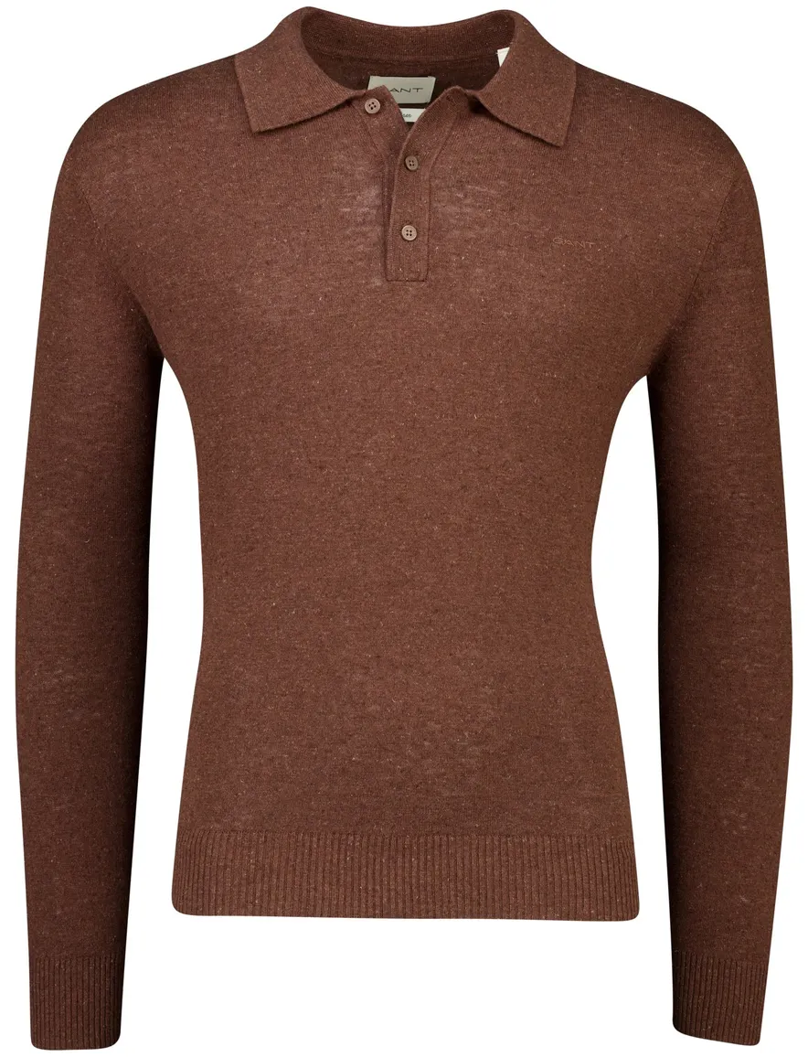 Poloshirt Gant Regular Fit bruin gemêleerd wijde fit