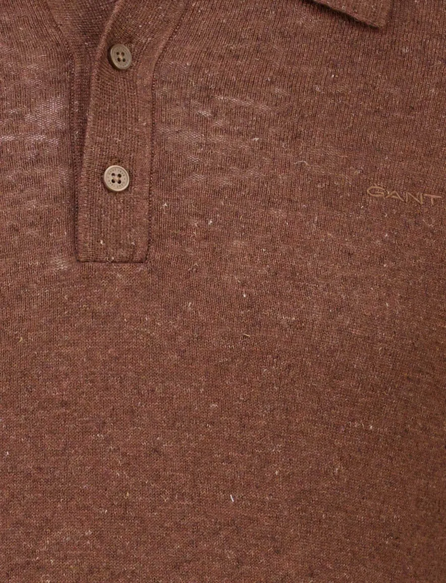 Poloshirt Gant Regular Fit bruin gemêleerd wijde fit