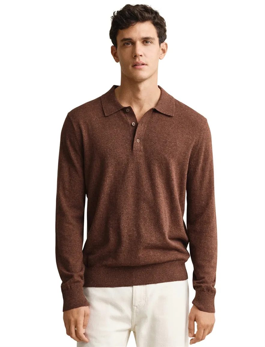 Poloshirt Gant Regular Fit bruin gemêleerd wijde fit