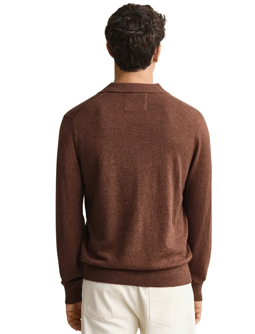 Poloshirt Gant Regular Fit bruin gemêleerd wijde fit