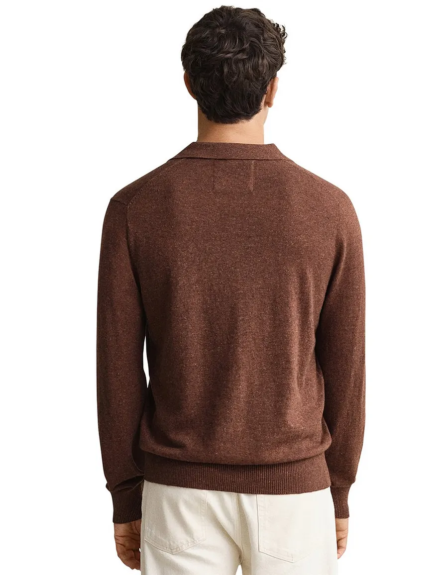 Poloshirt Gant Regular Fit bruin gemêleerd wijde fit