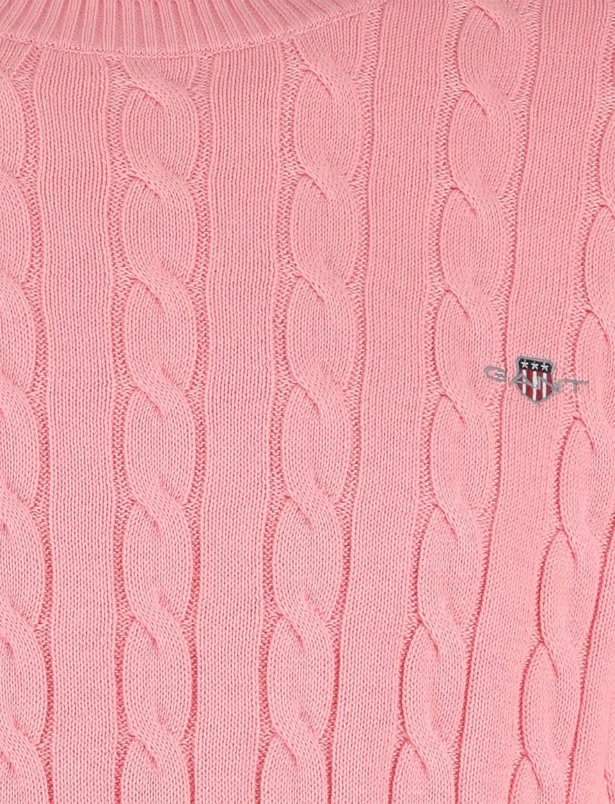 Roze Kabeltrui Gant ronde hals katoen