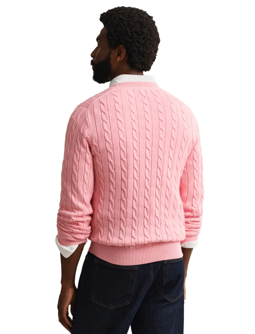 Roze Kabeltrui Gant ronde hals katoen