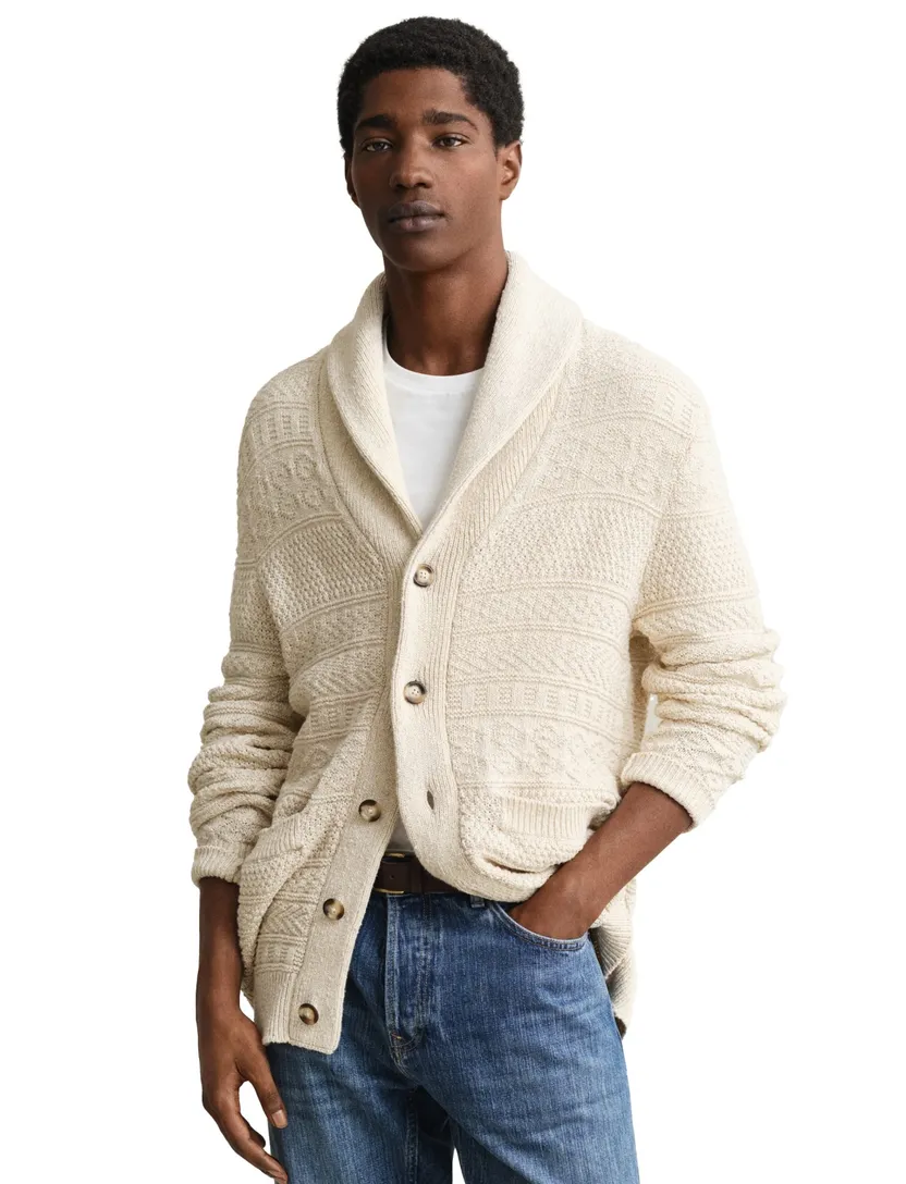 Gant vest creme katoen knopen normale fit