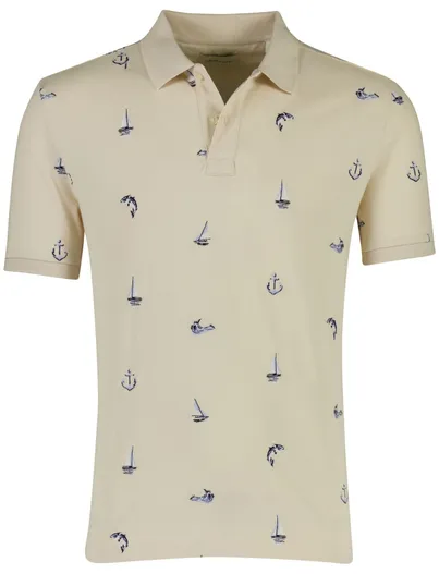 Gant Beige polo Gant 2 knoops normale fit geprint