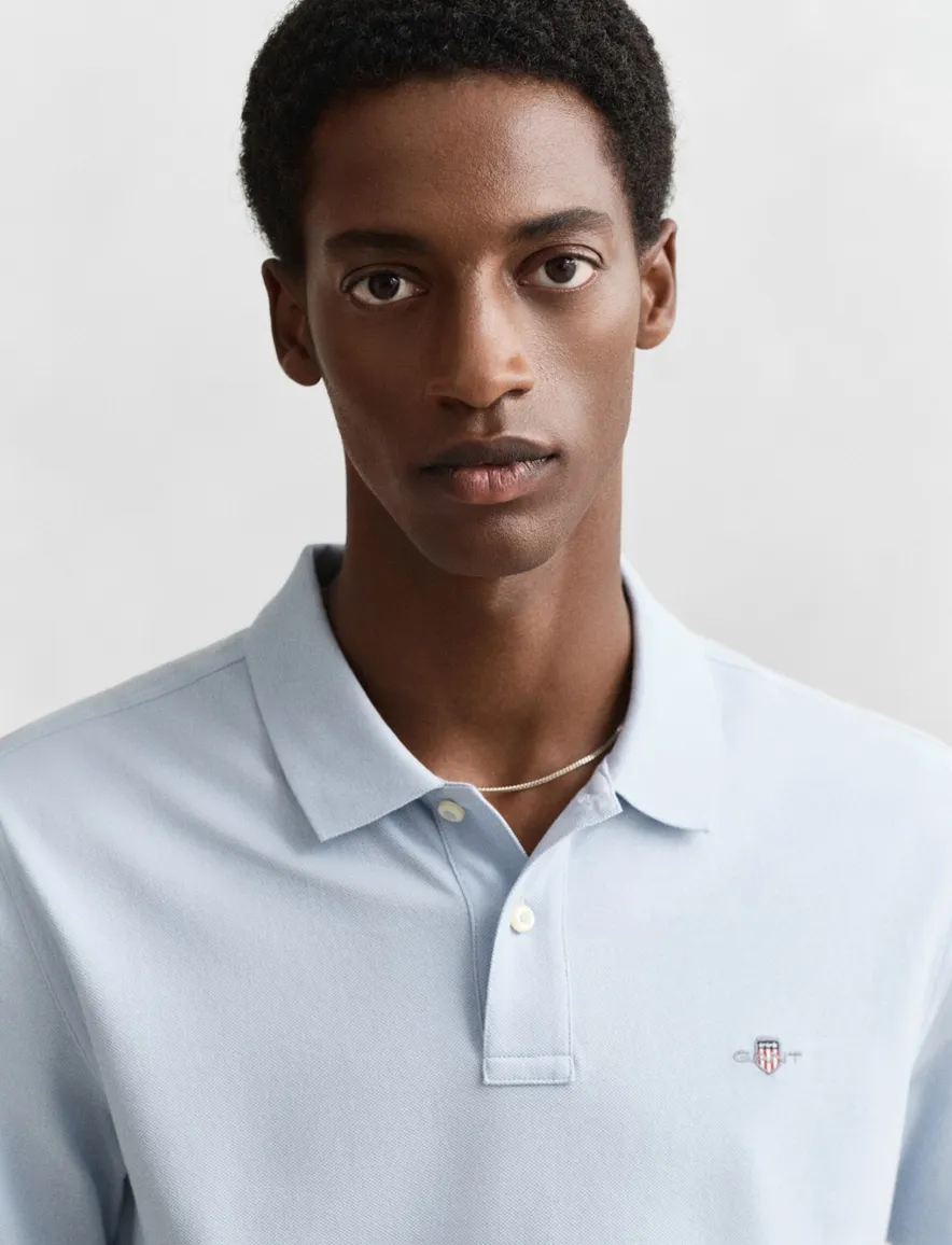 Gant polo blauw 2-knoops effen