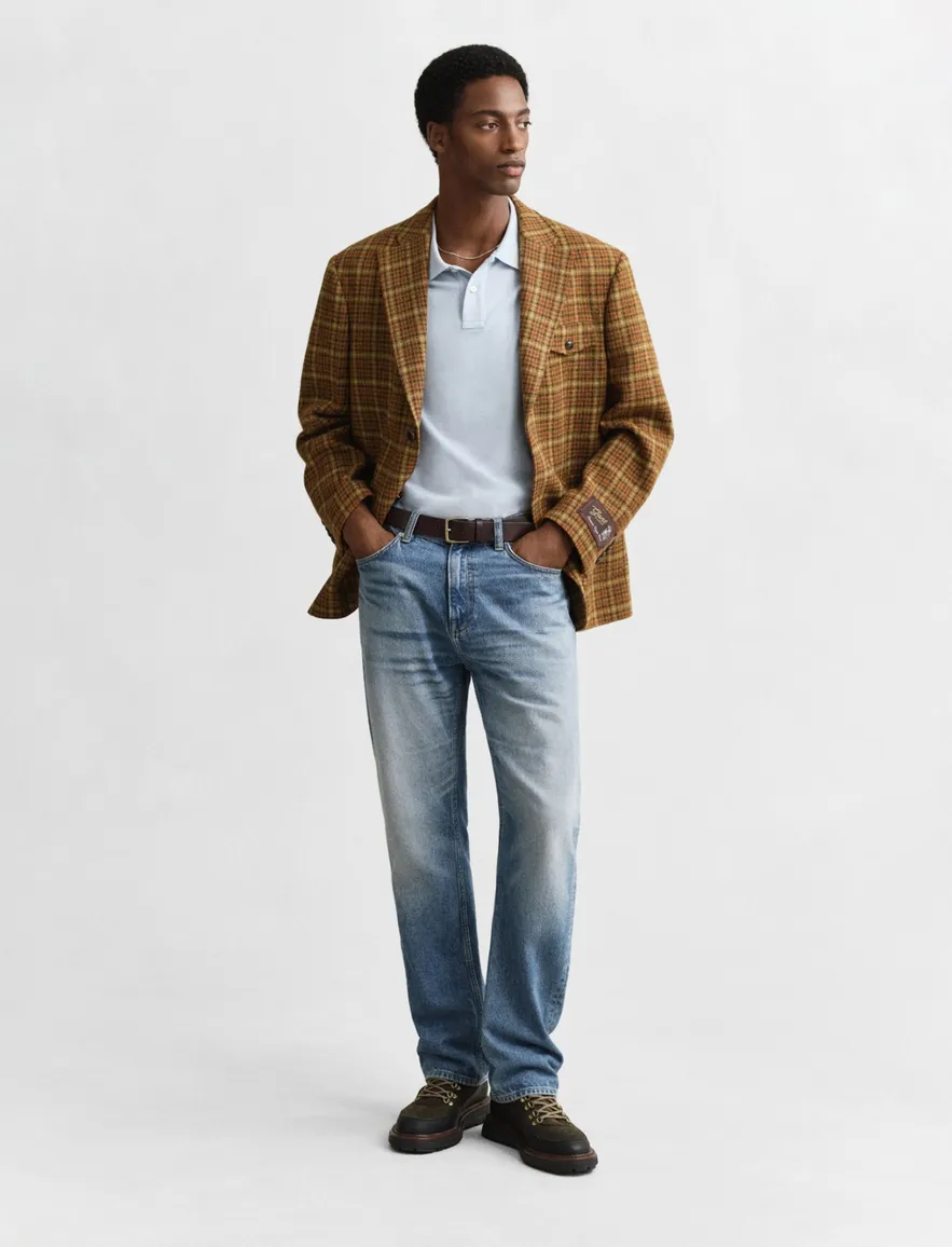 Gant polo blauw 2-knoops effen