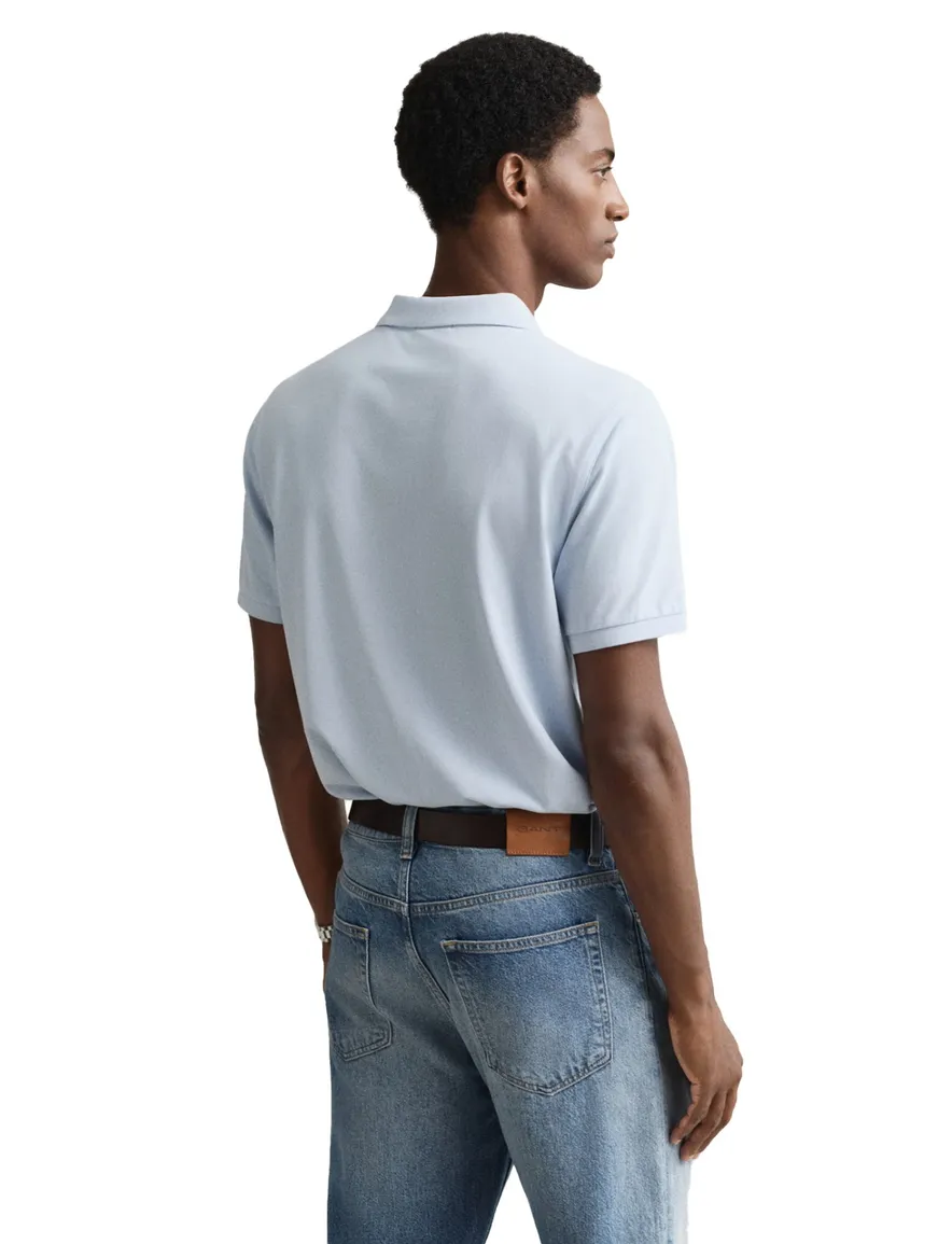 Gant polo blauw 2-knoops effen