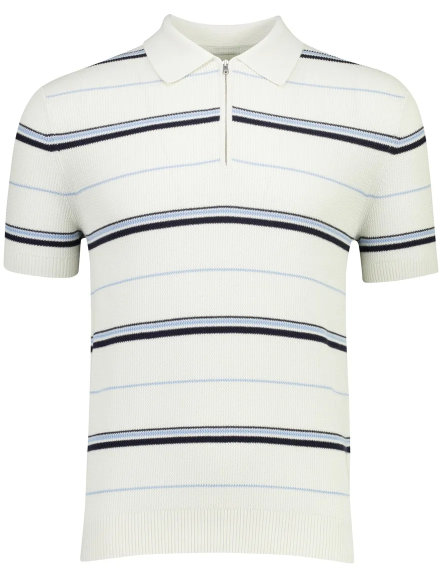 creme Gant poloshirt gestreept korte mouw