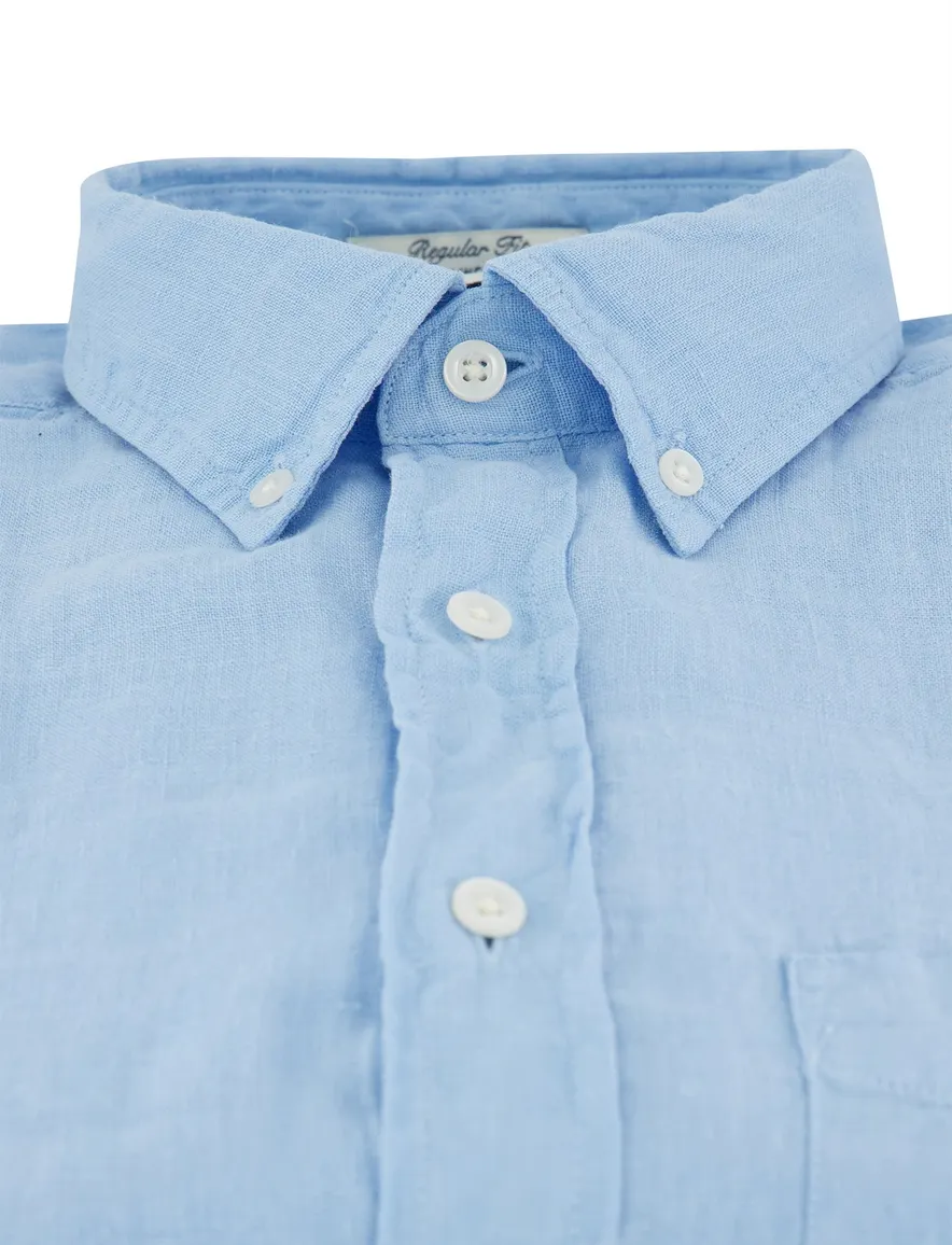 Gant overhemd blauw korte mouw button down