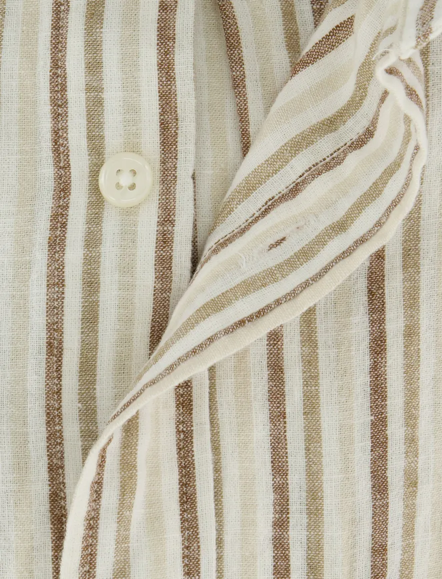 Gant overhemd korte mouw beige linnen