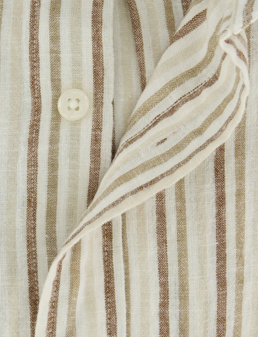 Overhemd Gant beige strepen met borstzak