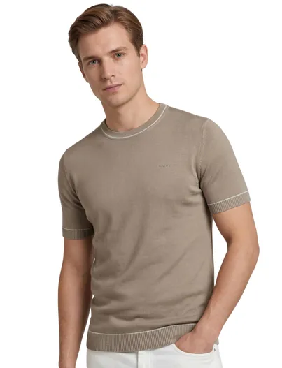 Gant T-shirt beige Gant witte randen