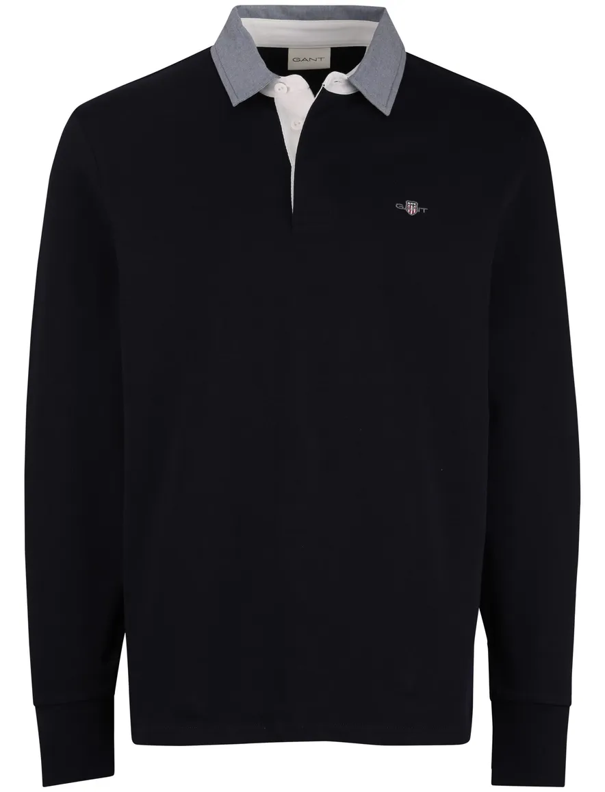 Gant trui rugby kraag donkerblauw