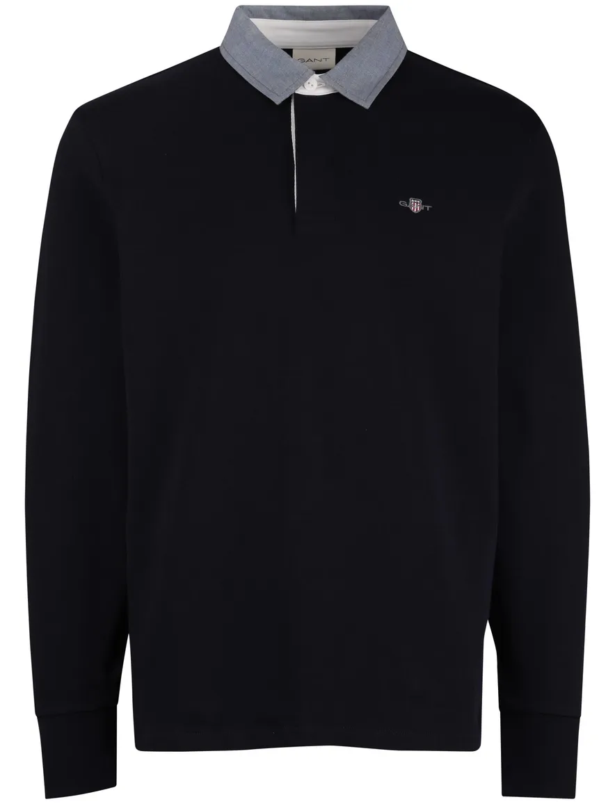 Gant trui rugby kraag donkerblauw