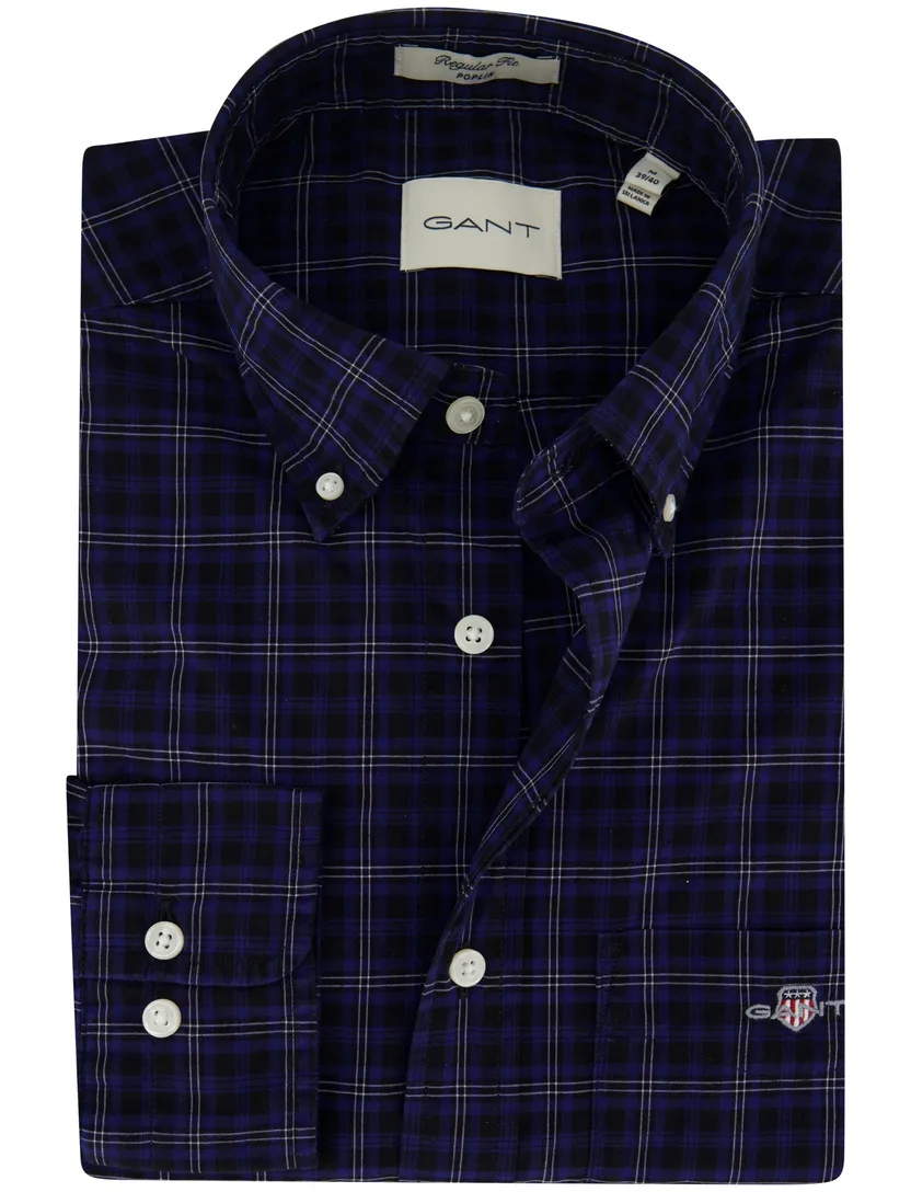 ruitjes overhemd donkerblauw button down Gant