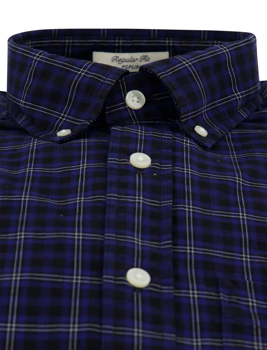Gant overhemd donkerblauw geruit