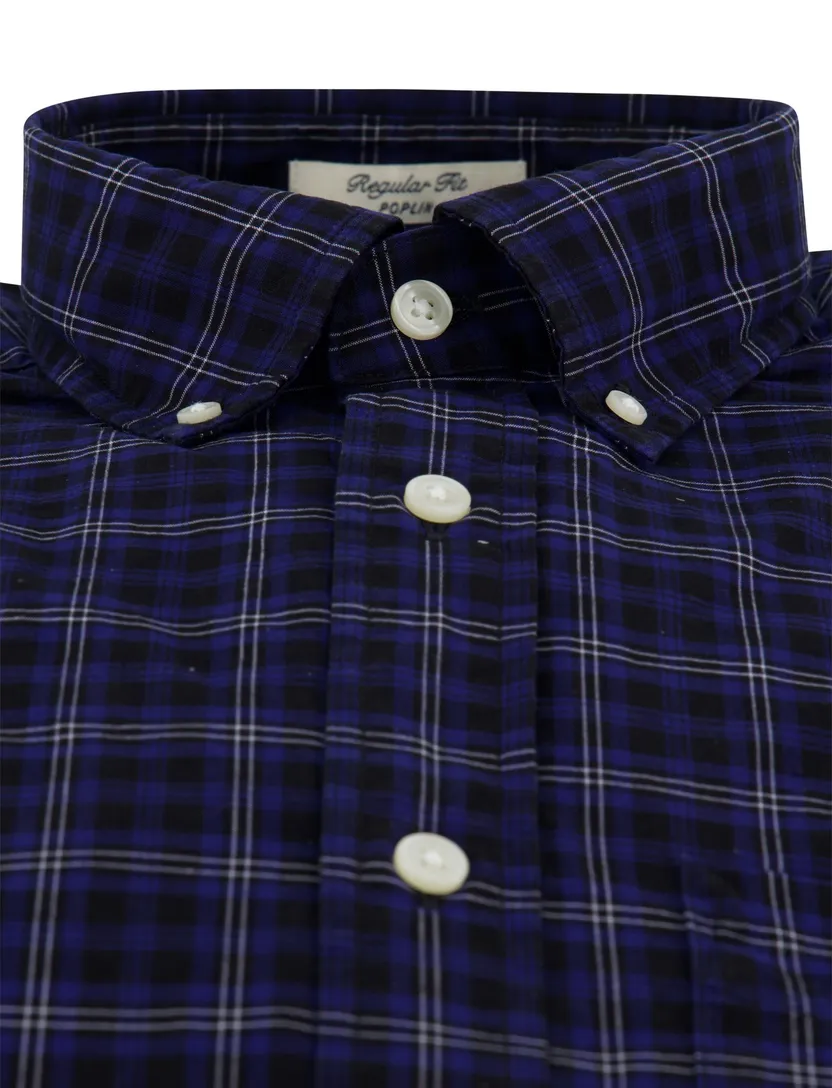 ruitjes overhemd donkerblauw button down Gant