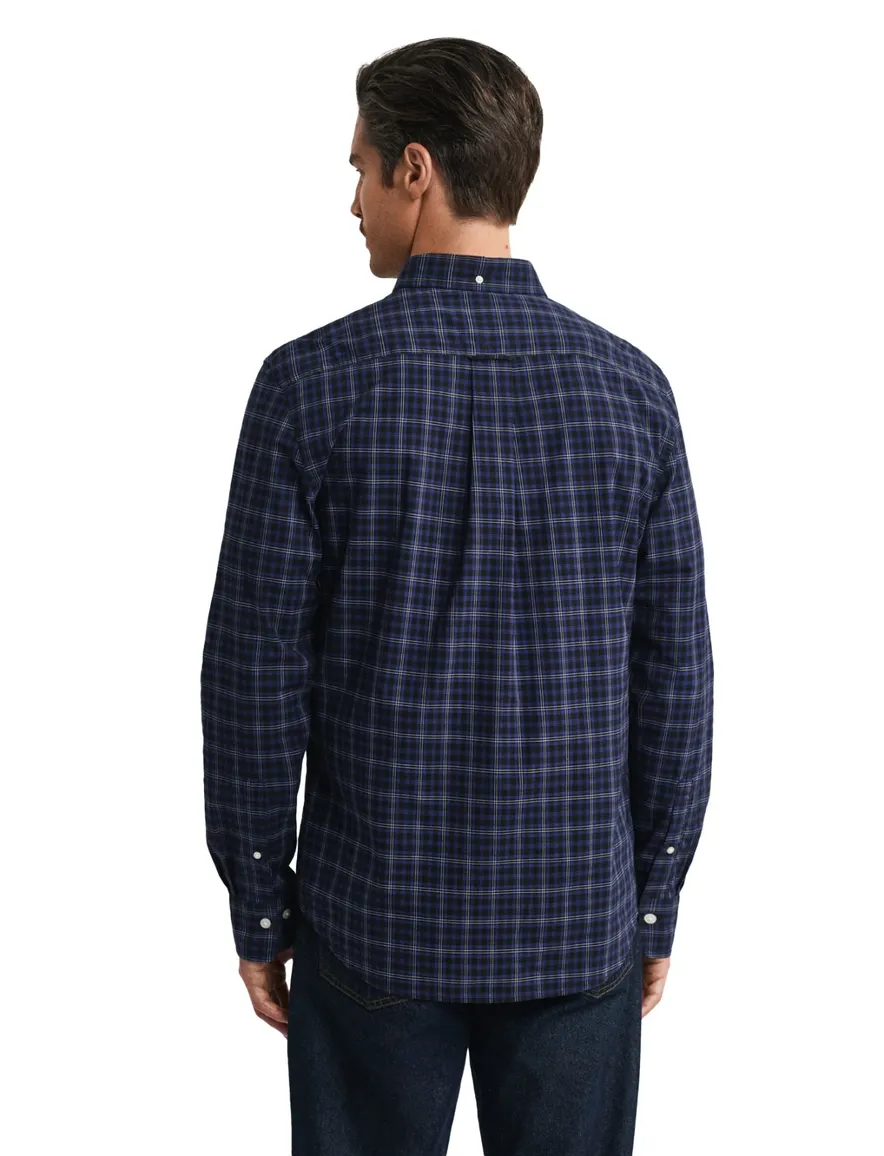 Gant overhemd donkerblauw geruit