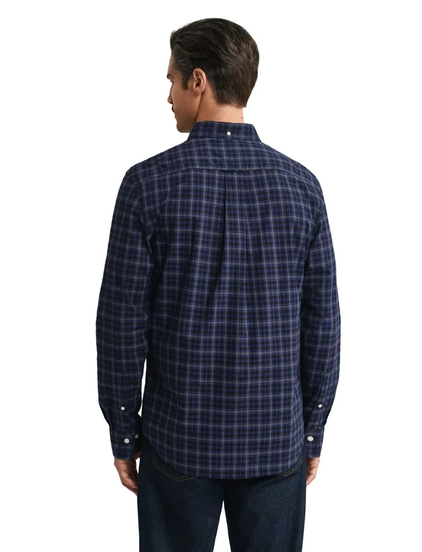 ruitjes overhemd donkerblauw button down Gant