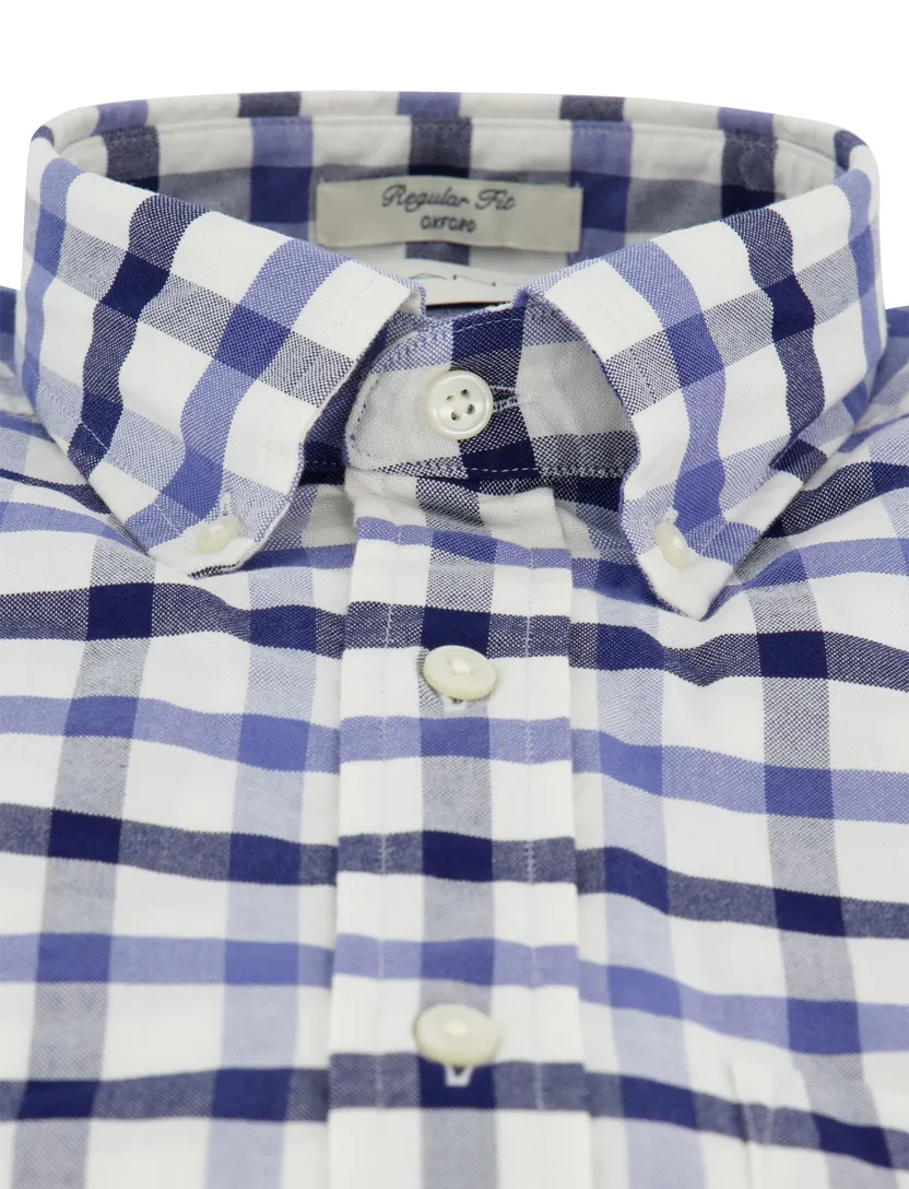 Overhemd Gant blauwe ruitjes normale fit