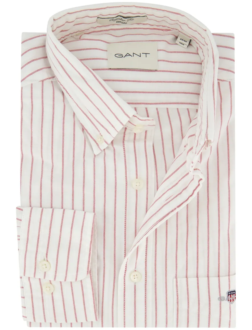 Gant overhemd wit roze gestreept