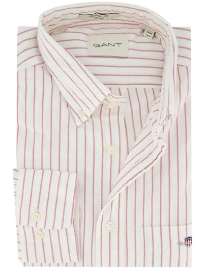Gant Wit Regular Fit Gant overhemd roze streep