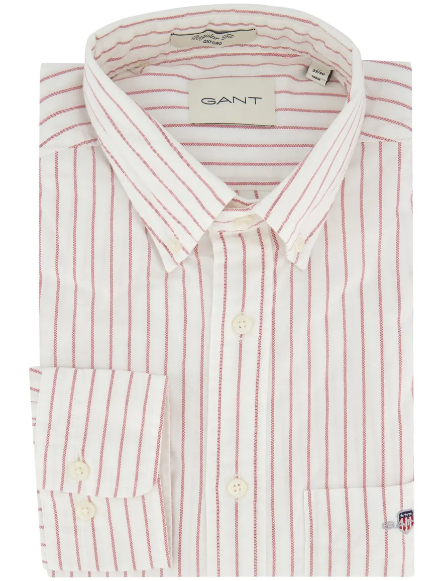 Gant overhemd wit roze gestreept