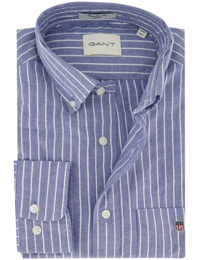 Gant Gant blauw overhemd Regular fit witte streep