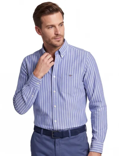 Gant Gant overhemd blauw wit gestreept