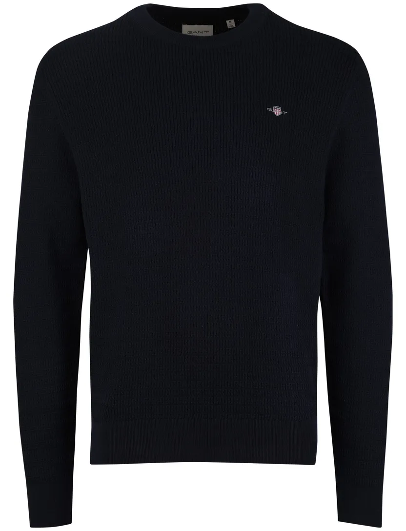 Gant trui navy lange mouw ronde hals