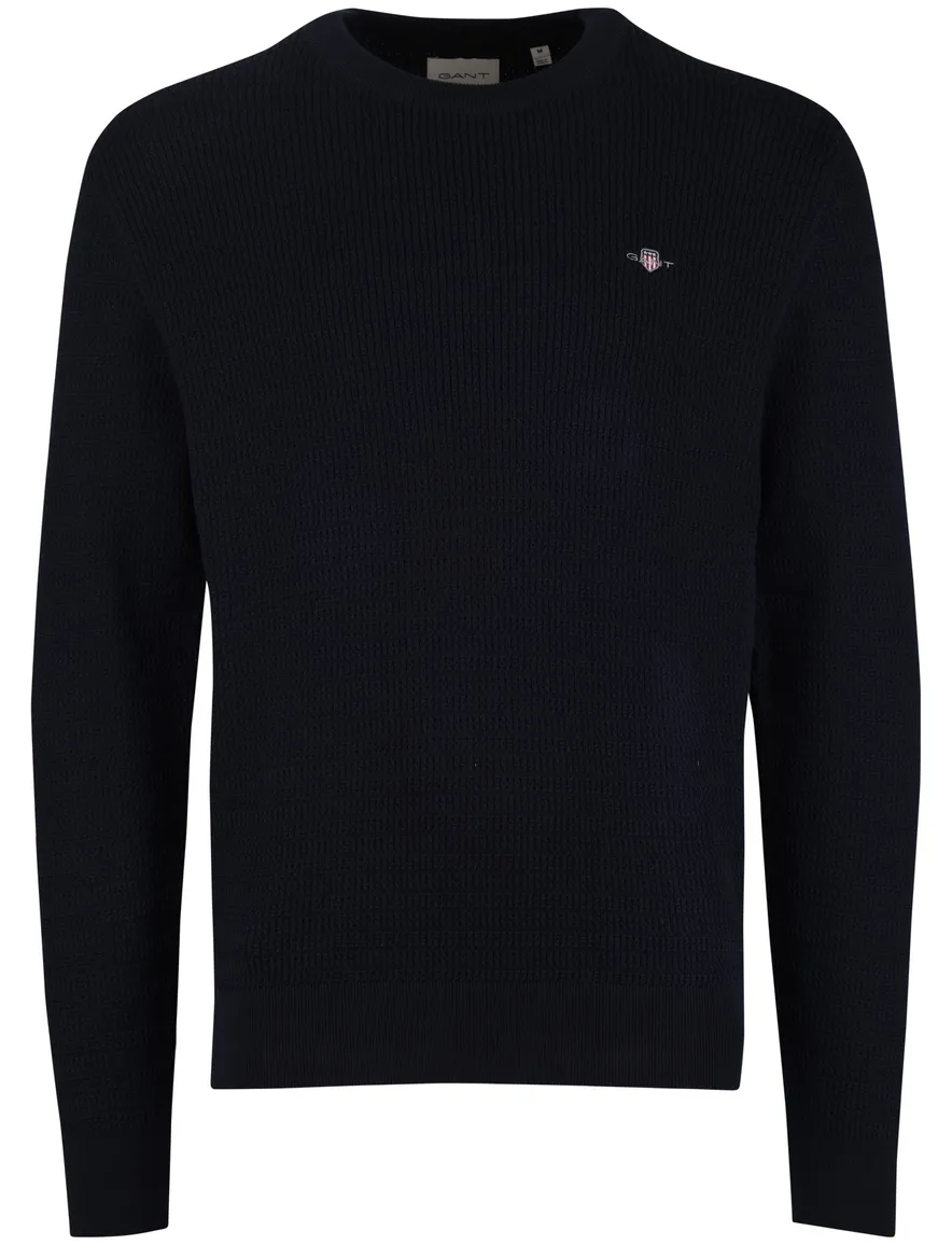Gant trui navy ronde hals lange mouw