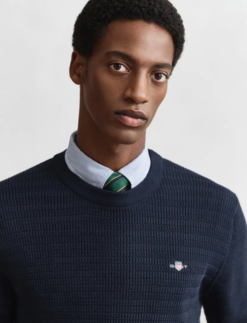 Gant trui navy lange mouw ronde hals