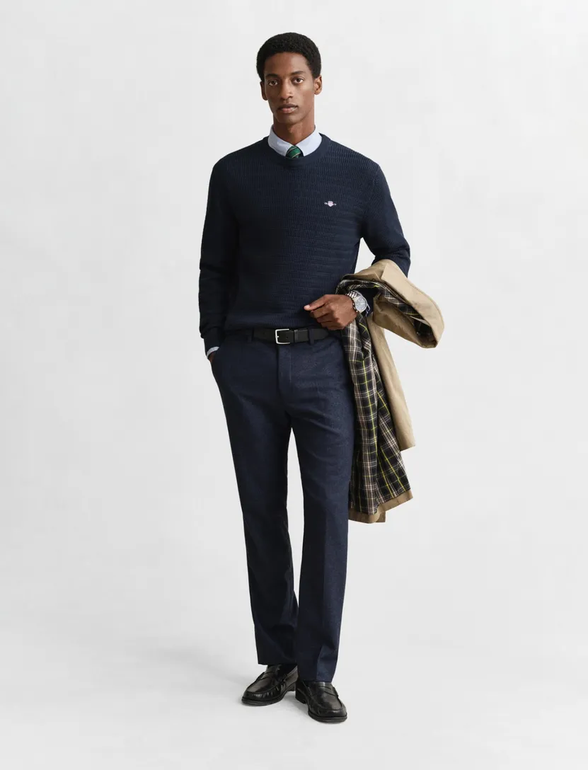 Gant trui navy lange mouw ronde hals