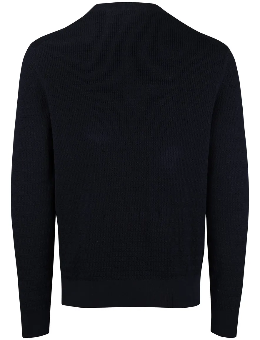 Gant trui donkerblauw gebreid ronde hals
