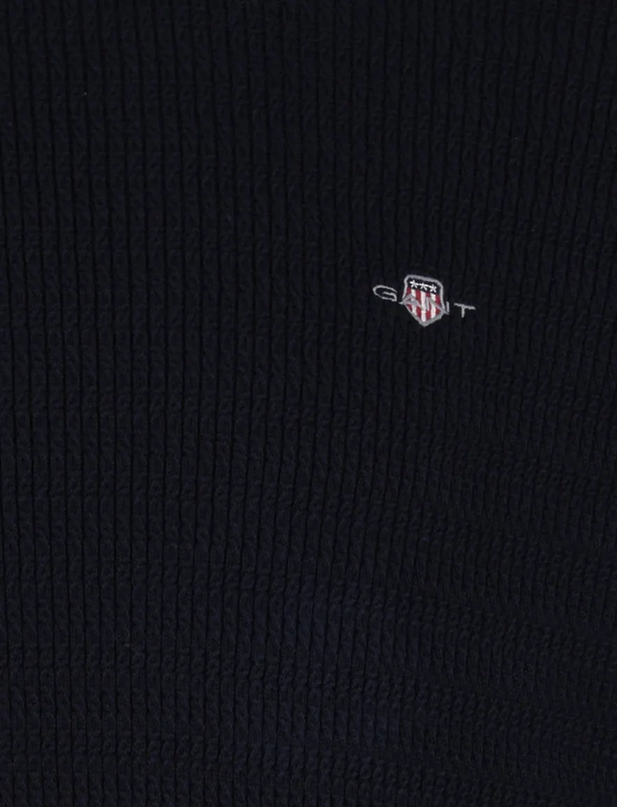 Gant trui donkerblauw gebreid ronde hals