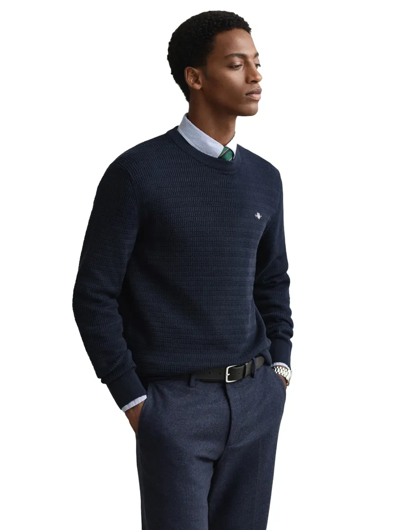 Gant trui navy lange mouw ronde hals