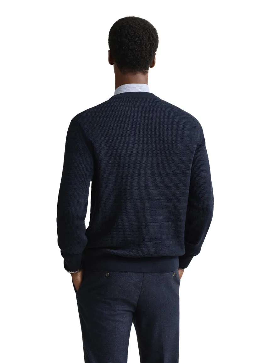 Gant trui donkerblauw gebreid ronde hals