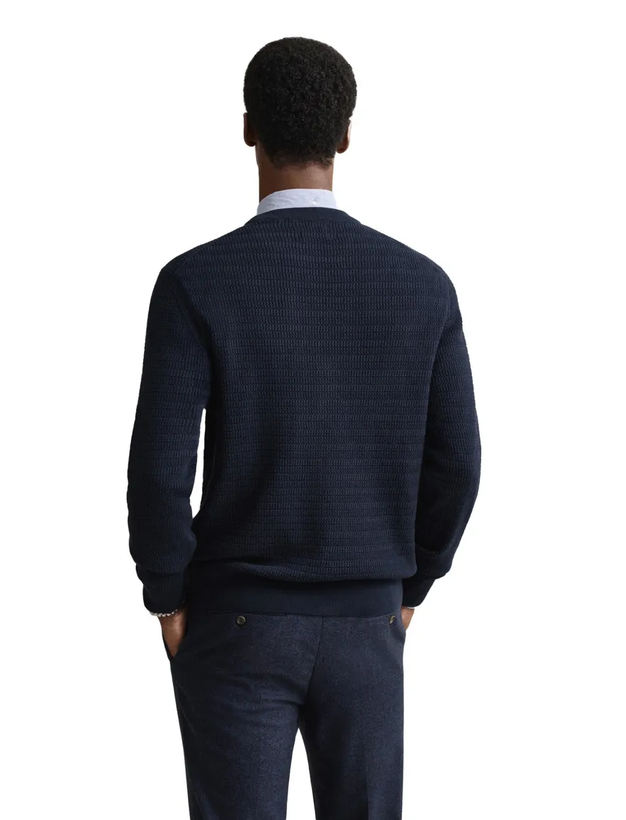 Gant trui navy ronde hals lange mouw