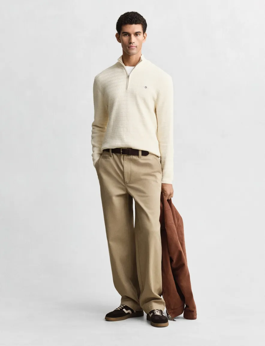 Gant trui creme lange mouw half zip