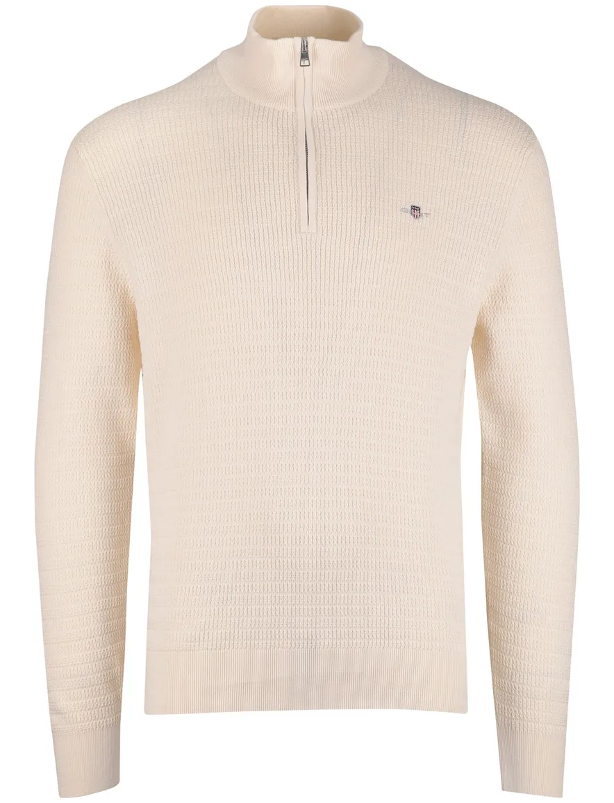 Gant trui creme lange mouw half zip