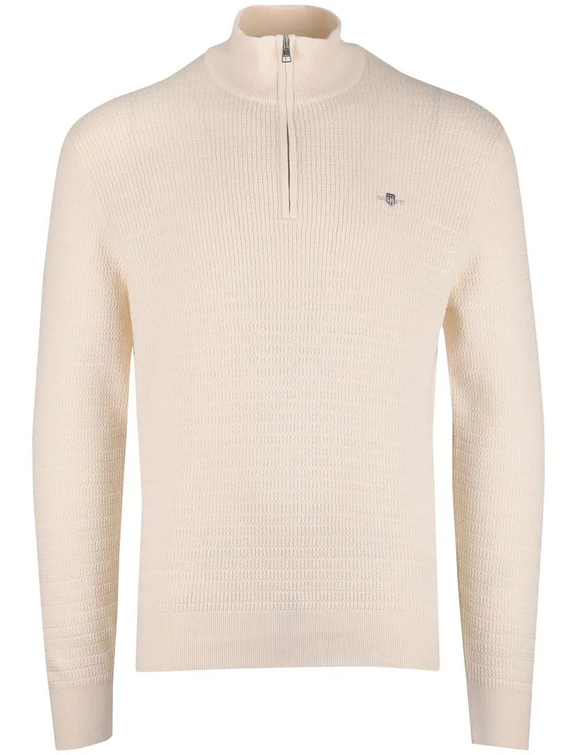 Trui Gant creme half zip lange mouw