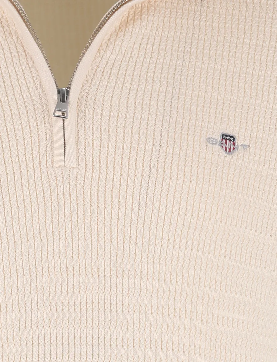 Gant trui creme lange mouw half zip