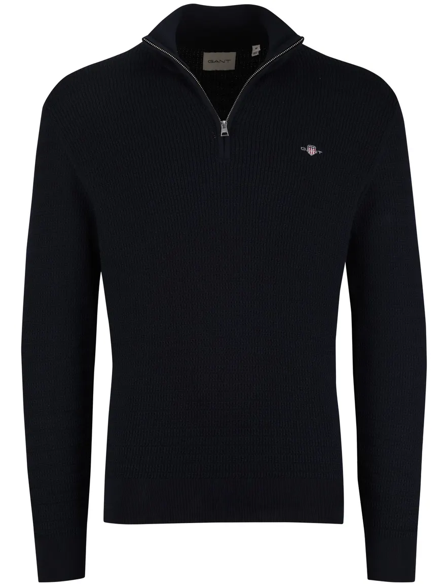 Gant half zip trui donkerblauw gebreid