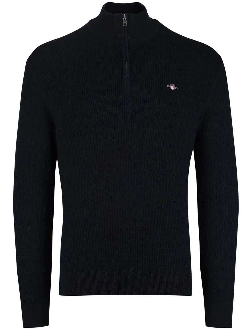 Gant trui half zipje donkerblauw lange mouw