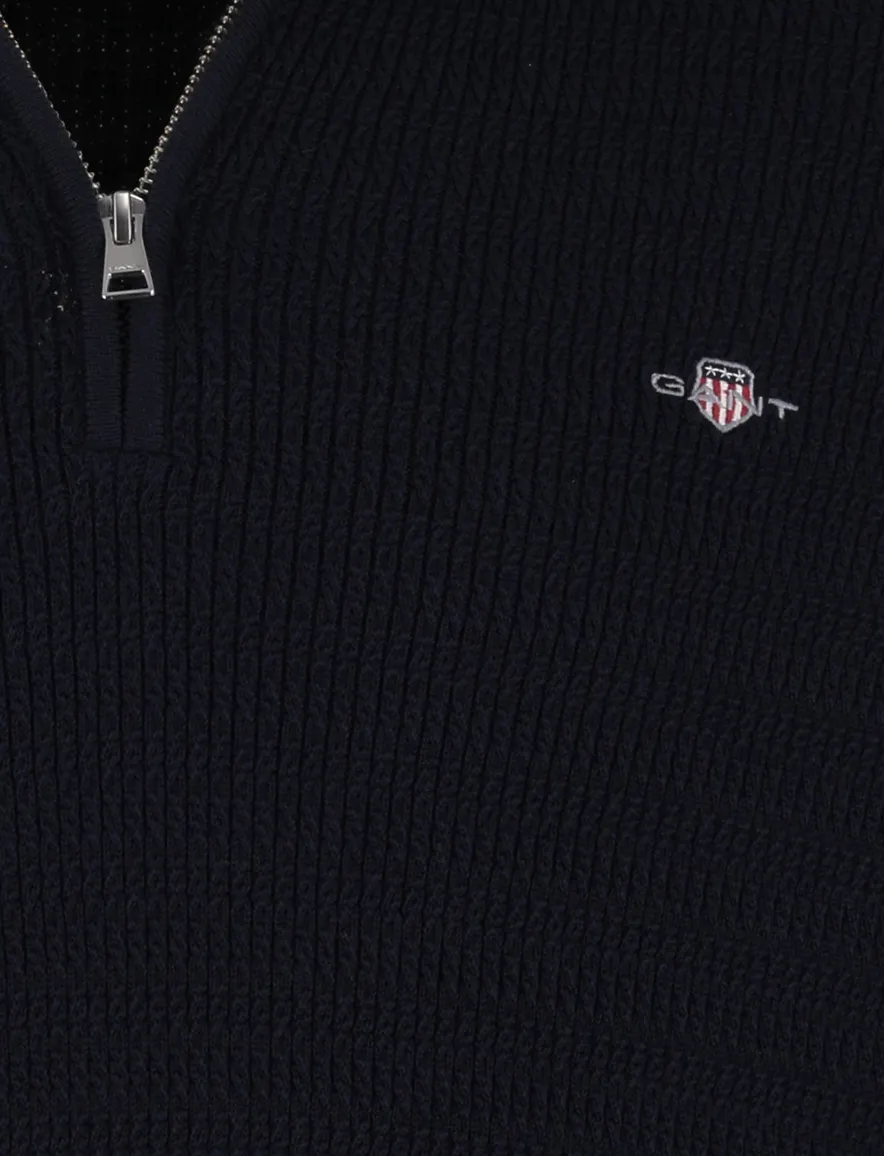 Gant half zip trui donkerblauw gebreid