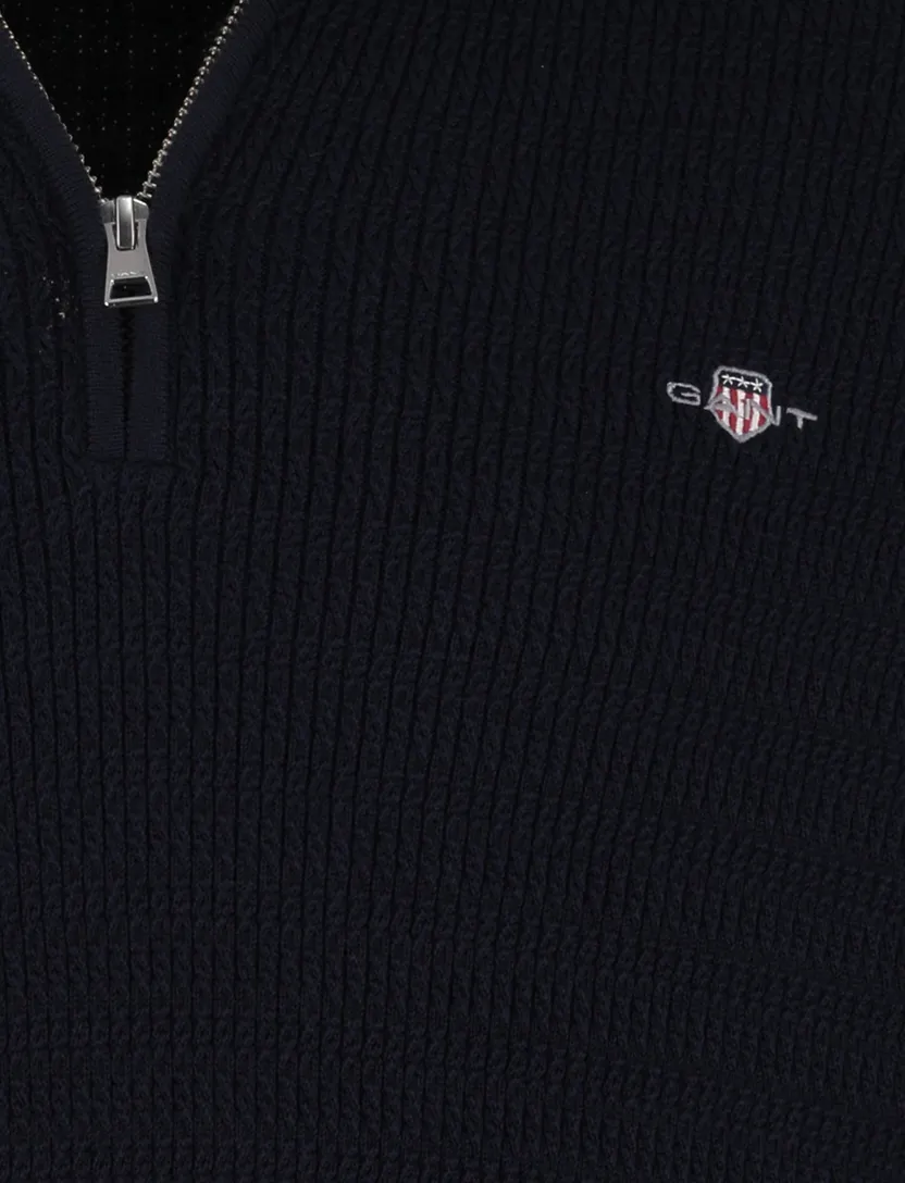 Gant trui half zipje navy lange mouw